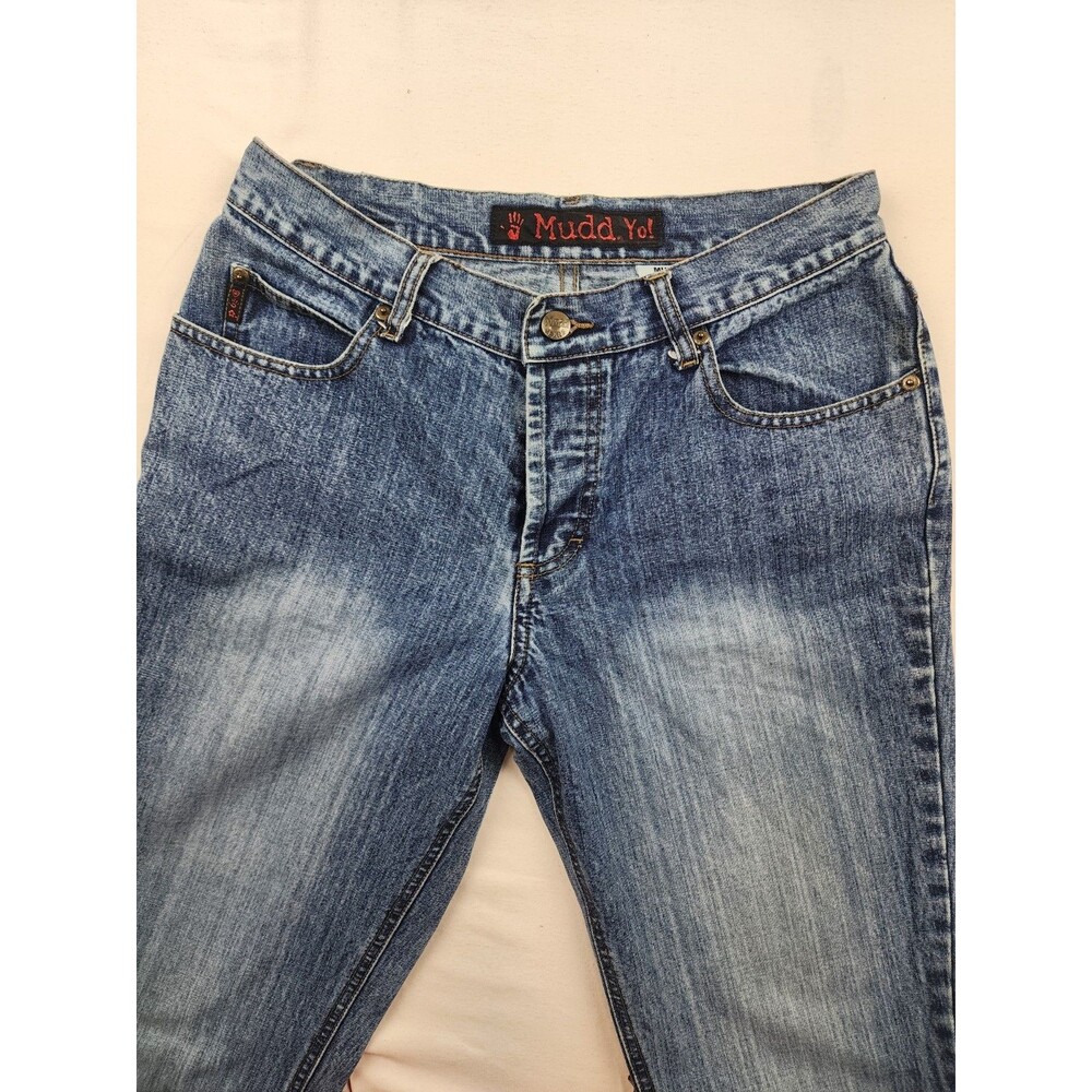 Vintage Mudd Jeans Womens Juniors 9 Blue Flare Denim Jean Y2K Bell bottoms 29x31 - Picture 2 of 8